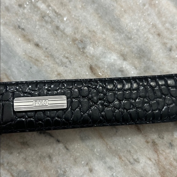 Polo Ralph Lauren Mens Belt Faux Crocodile Alligator Italian Leather Black Sz36 - Picture 11 of 12